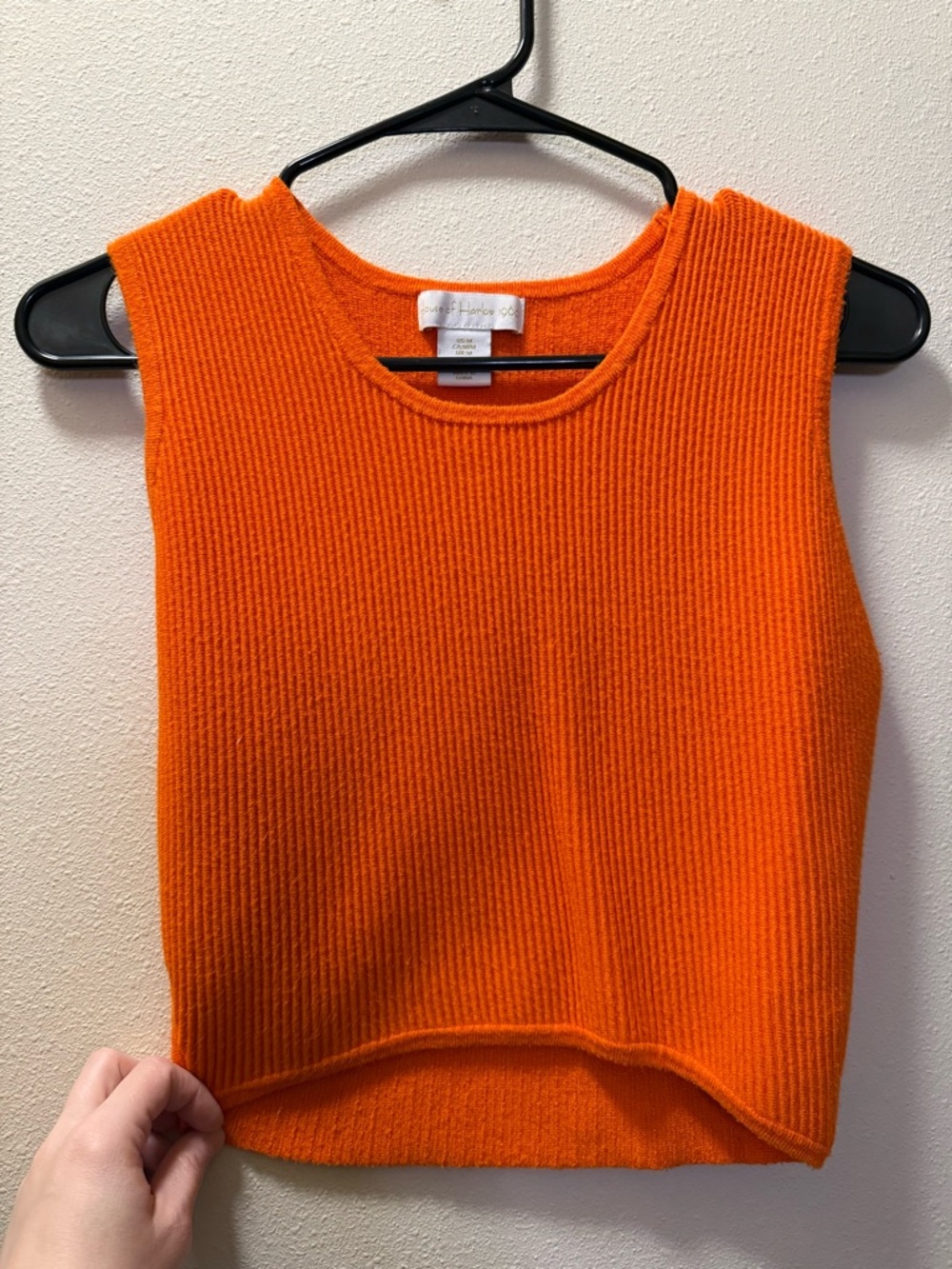 House of Harlow 1960 Bright Orange Ribbed Cropped Tank